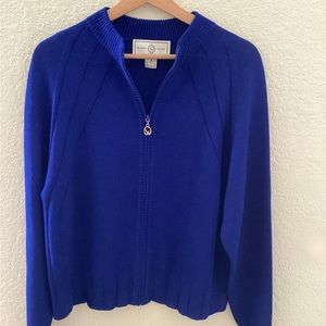 Vintage St. John Sport Royal DarkBlue Cardigan with Stand-Up Collar